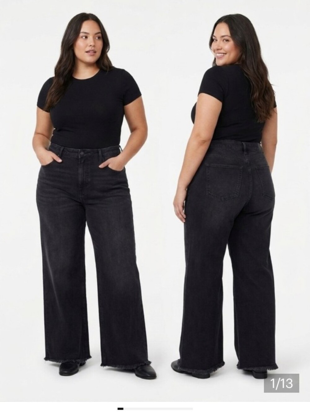 Good American Good Ease Relaxed Jeans Size 18 High Rise Wide Leg NWT Inseam 34"